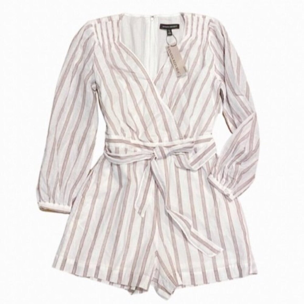 Striped Banana Republic Belted Shorts Romper (NWT)